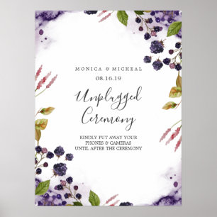 Blaubeere   Unplugged Wedding Ceremony Sign Poster
