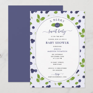 Blaubeeren Aquarell Eine Süße Beeren-Baby-Party Einladung