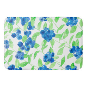 Blaubeeren-Aquarellmuster Badematte