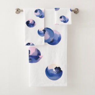 Blaubeeren Aquarellmuster Badhandtuch Set