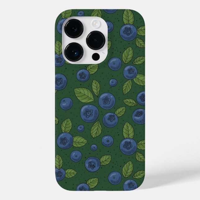 Blaubeeren auf dunkelgrün Case-Mate iPhone hülle (Rückseite)