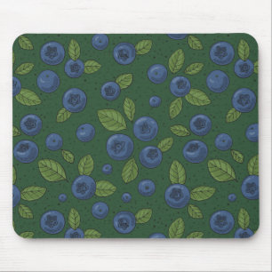 Blaubeeren auf dunkelgrün mousepad