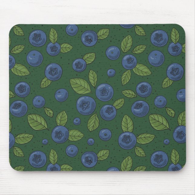 Blaubeeren auf dunkelgrün mousepad (Vorne)