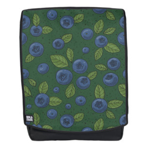 Blaubeeren auf dunkelgrün rucksack