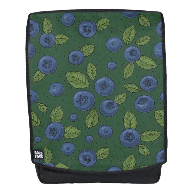 Blaubeeren auf dunkelgrün rucksack (Vorderseite)