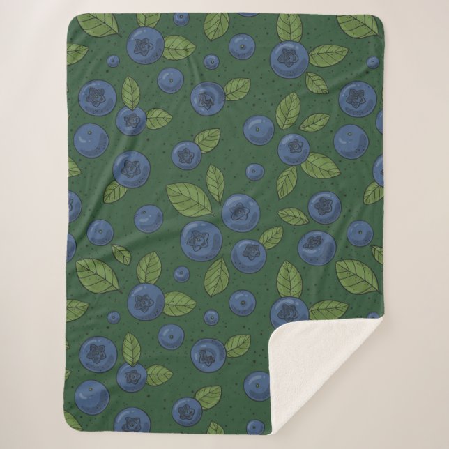 Blaubeeren auf dunkelgrün sherpadecke (Vorderseite)