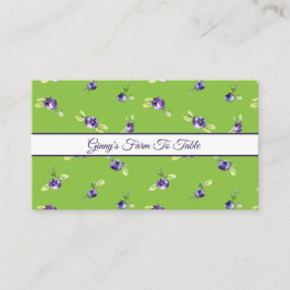 Blaubeeren auf grünem Bauernhof Visitenkarte