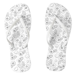 Blaubeeren auf schwarz und weiß flip flops