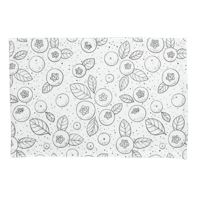 Blaubeeren auf schwarz und weiß kissenbezug (Vorderseite-Links)