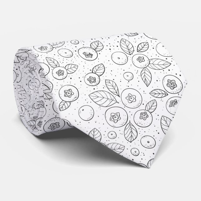 Blaubeeren auf schwarz und weiß krawatte (Gerollt)