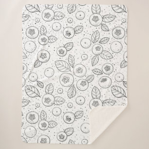 Blaubeeren auf schwarz und weiß sherpadecke