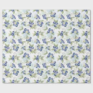 Blaubeeren, Blätter, Blaubeerblüten Aquarell Geschenkpapier