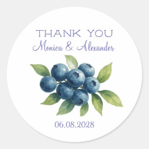 Blaubeeren Blaubeer Früchte Hochzeit Danke Runder Aufkleber