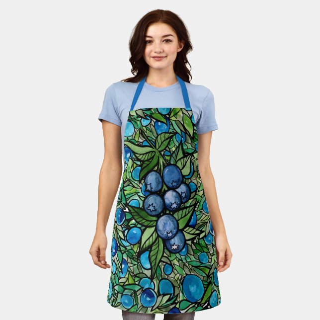 Blaubeeren Blaubeerenfarm Blau                    Schürze (Getragen)