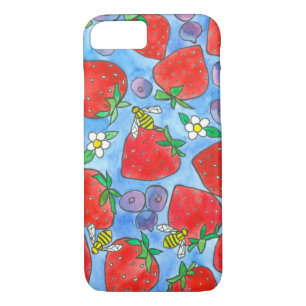 Blaubeeren Erdbeeren Honey Bees Watercolor Case-Mate iPhone Hülle