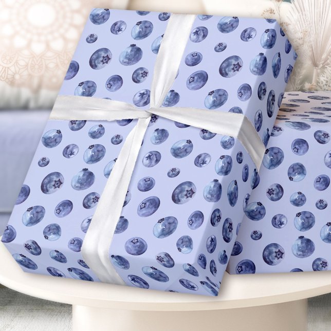 Blaubeeren-Faltpapier Geschenkpapier (Watercolor blueberries pattern wrapping paper)