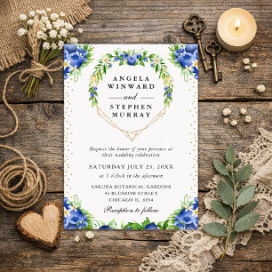Blaubeeren Florales Herz Kranz Hochzeit Einladung