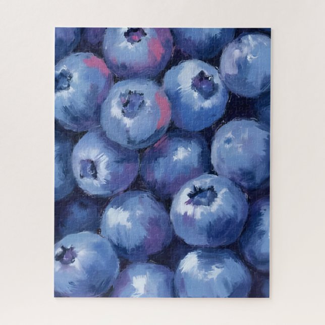 Blaubeeren | Frucht Aquarell Gemalt Puzzle (Vertikal)