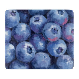 Blaubeeren   Frucht Aquarell Gemalt Schneidebrett