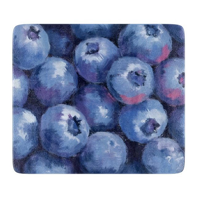 Blaubeeren | Frucht Aquarell Gemalt Schneidebrett (Vorderseite)