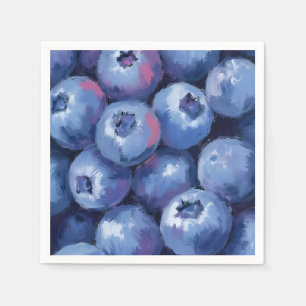 Blaubeeren Frucht Aquarell Gemalt Serviette