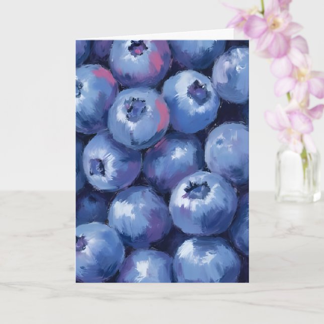 Blaubeeren | Frucht Aquarell Gemalte Karte (Orchidee)