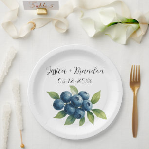 Blaubeeren Frucht Blaubeere Aquarell Hochzeit Pappteller