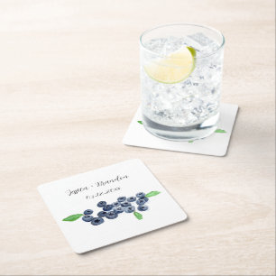 Blaubeeren Frucht Blaubeere Aquarell Hochzeit Rechteckiger Pappuntersetzer