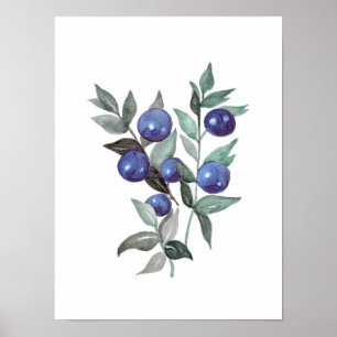 Blaubeeren Fruchtfarben Kunstwerk Poster