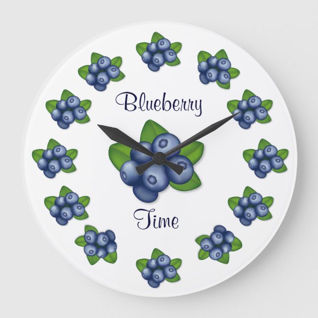 Blaubeeren Große Wanduhr (Vorderseite)