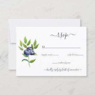 Blaubeeren-Hochzeit RSVP Karte