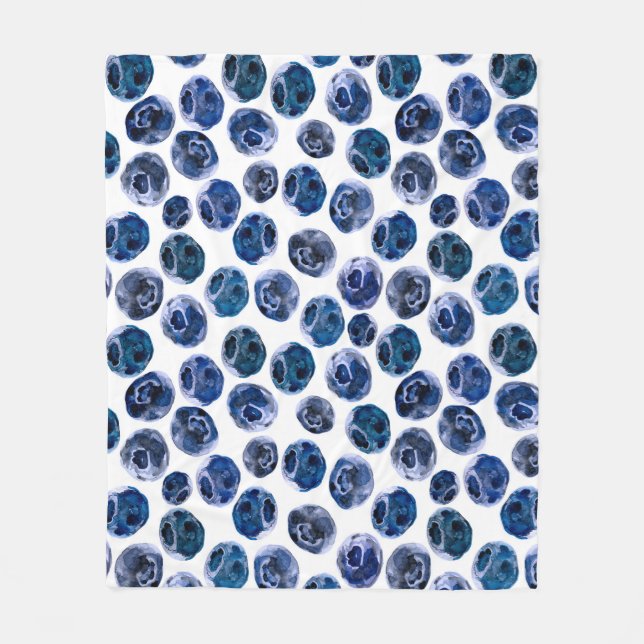 Blaubeeren: illustrierte Wasserfarbe. Fleecedecke (Vorderseite)