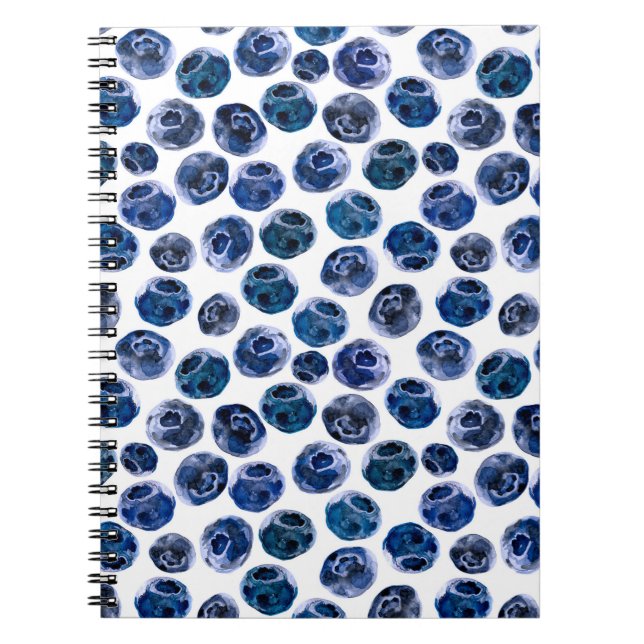 Blaubeeren: illustrierte Wasserfarbe. Notizblock (Vorderseite)