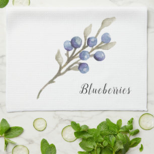 Blaubeeren in Aquarellen auf Branchen Geschirrtuch
