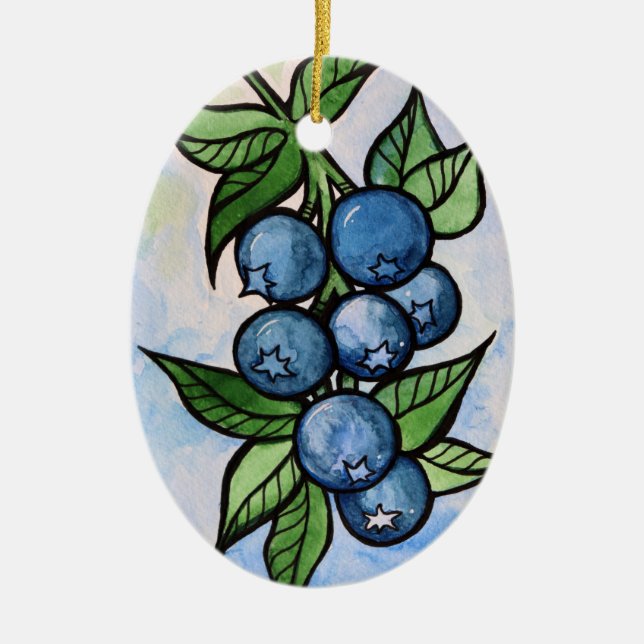 Blaubeeren Keramik Ornament (Vorne)