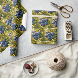 Blaubeeren mit Regentropfen Geschenkpapier