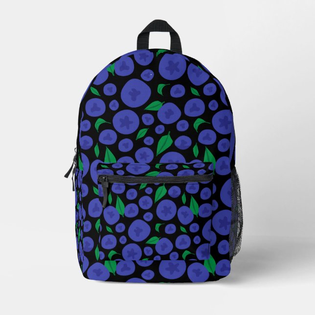 Blaubeeren Nahtloses Muster Bedruckter Rucksack (Vorderseite)