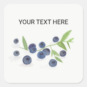 Blaubeeren Obst Küche Wasserfarbe Essen rustikal  Quadratischer Aufkleber