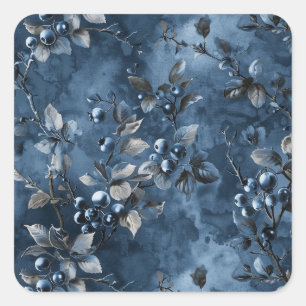 Blaubeeren Obst Vintage-Inspiriert Quadratischer Aufkleber