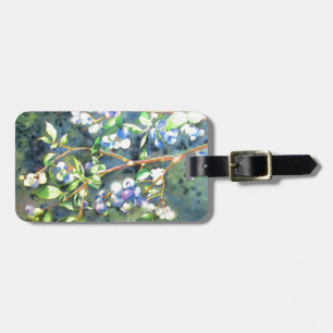Blaubeeren, romantische Früchte Aquarellmalerei Gepäckanhänger