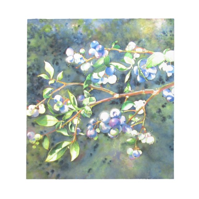 Blaubeeren, romantische Früchte Aquarellmalerei Notizblock (Vorderseite)