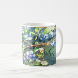 Blaubeeren, romantische Früchte Aquarellmalerei Tasse