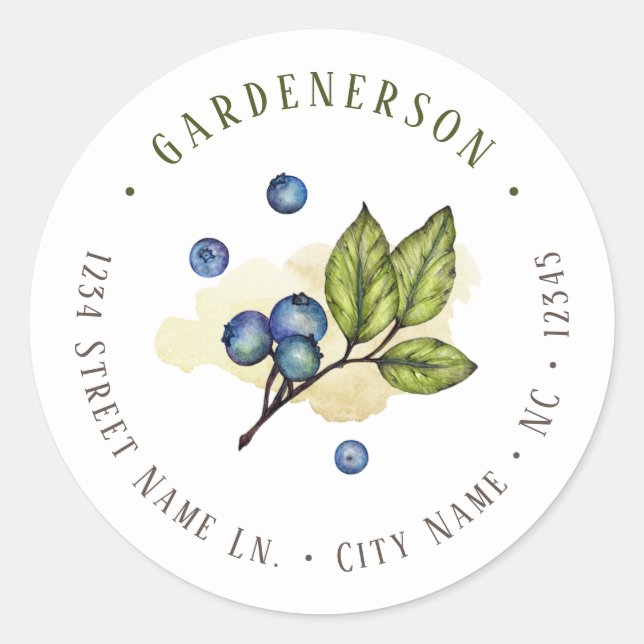 Blaubeeren Runder Aufkleber (Vorderseite)