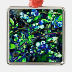 Blaubeeren Silbernes Ornament