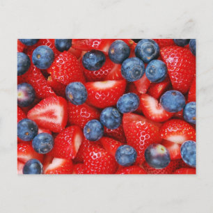 Blaubeeren und Erdbeeren, frisch Postkarte