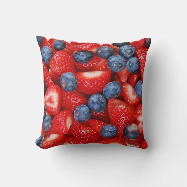 Blaubeeren und Erdbeeren Kissen (Vorderseite)