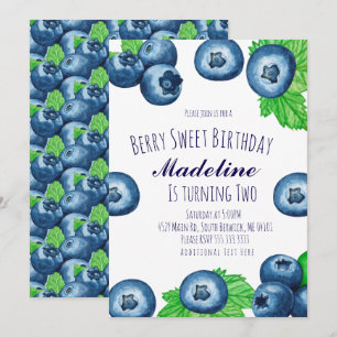Blaubeeren Wasserfarbe Beere Süß Geburtstag  Einladung