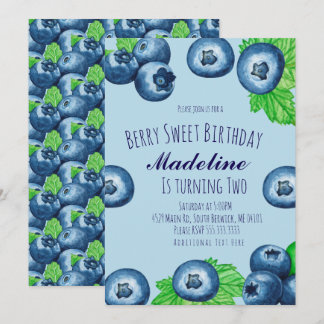 Blaubeeren Wasserfarbe Beere Süßer Geburtstag  Einladung