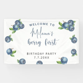 Blaubeeren-Wasserfarben-Party 1. Geburtstag Banner