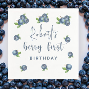 Blaubeeren-Wasserfarben-Party 1. Geburtstag Serviette